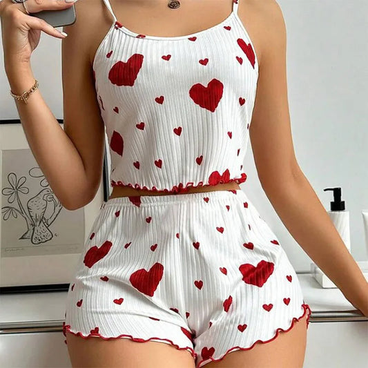 Women's Heart Print Pajama Set
